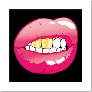 Mouth with golden teeth (for Face Mask) Posters and Art